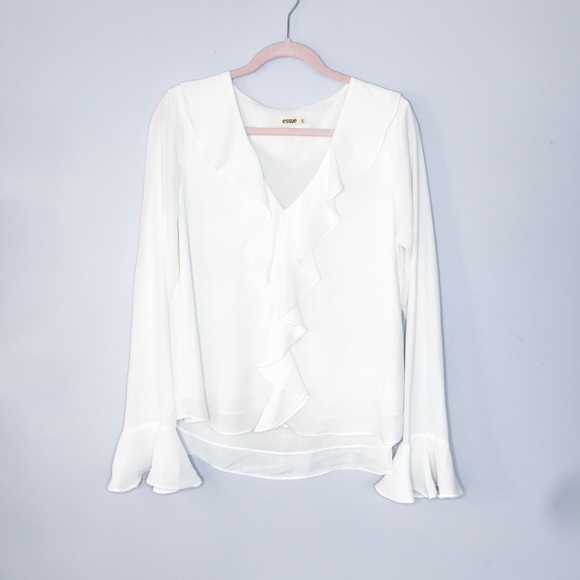 Essue White Ruffle Blouse - Picture 1 of 5